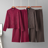 Nouvel Arrivage 2026 – Ensemble Décontracté Femme en Maille : Veste Pull Col Montant et Pantalon Large Deux Pièces