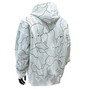 Sweat-shirt unisexe à coupe régulière, zippé, délavé, avec empiècements contrastés, poche kangourou, style vintage, léger - Product Image 2