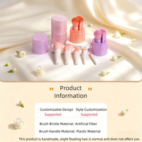 Kit de 5 pinceaux de maquillage en gros, poils synthétiques véganes, support portable en tube, pinceaux pour blush, eye-liner, lèvres et visage - OEM Privé