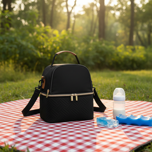 <span class=keywords><strong>Sac</strong></span> <span class=keywords><strong>isotherme</strong></span> avec bandoulière pour pompe à lait maternel noir isolé personnalisé capacité de 6 biberons pour la garderie de maman travail voyage - Product Image 1