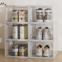 Vente en gros Boîte de rangement pour chaussures en plastique transparent étanche à l'humidité et à la poussière Armoire à chaussures empilable Étagère à chaussures Fabricant