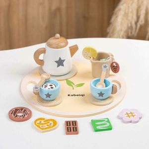 Kit d'accessoires de cuisine en bois classique pour filles, sûr et durable, pour des jeux imaginatifs, avec services à thé pour tout-petits - Product Image 2