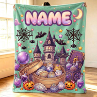 Couverture en polaire personnalisée Squishy Dumpling pour Halloween, couverture souvenir d'anniversaire avec nom personnalisé, décoration de fête