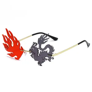 Phổ Biến Nhất 2020 Phóng Đại Không Có Vành Dragon-Phoenix Hình Dạng Ngọn Lửa Không Thường Xuyên Phổ Biến Kính Mát