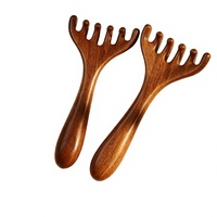 Meilleures ventes : Peigne de massage du cuir chevelu en bois de santal à 5 dents, peigne de massage des méridiens pour la relaxation de la tête