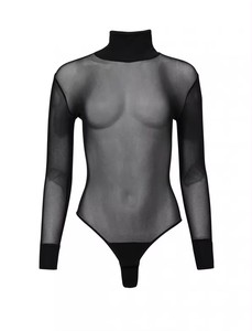 <strong>See</strong> <strong>Through</strong> Tight Neckline <strong>Thong</strong> Cut Back Snap Closure Double Layered Mesh Sexy Transparent Bodysuit for Women - Product Image 6