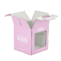 Boîte à gâteau personnalisée avec fenêtre, emballage avec poignée, emballage pour boulangerie, emballage pour desserts, impression de logo, boîte à gâteau en carton ondulé