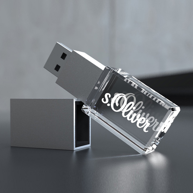 Custom Logo Wedding Memento Crystal USB Flash Drive for Photography