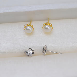 Wenchi S925 Plata Minimalista Colgante de Flor Baotou, Juego de Pendientes para Mujer, Joyería de Perlas 8-14, Accesorios DIY, Bandeja Vacía, China - Product Image 5