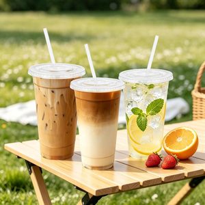 Vasos Desechables de Plástico PET con Tapa en Forma de U, Transparentes, con Impresión de Logotipo Personalizado, para Café, Bebidas Frías, Té con Leche, Refrescos y Agua - Product Image 4