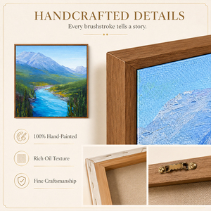 Peinture à l'huile sur toile peinte à la main, thème automne <span class=keywords><strong>au</strong></span> bord du lac, lac turquoise, arbres dorés, montagnes bleues, texture, décoration murale, vente en gros - Product Image 3