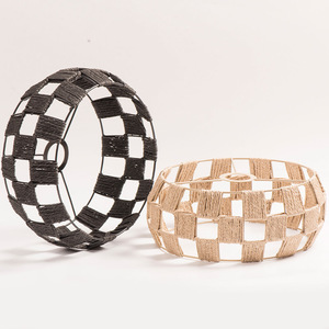 Abat-jour cylindrique de style rustique jaune et noir, écologique, pour salon, salle à manger, maison d'hôtes, salle de thé Zen - Product Image 3