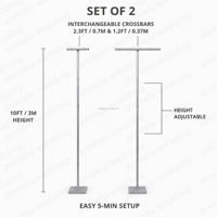 Support de toile de fond réglable ANNIELU en forme de T, 2 pièces, cadre en aluminium robuste pour cérémonies de mariage en extérieur, vente en gros