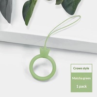Cordon universel en silicone pour téléphone portable avec anneau couronne pour pendentif, clé USB - Noir/Rouge/Vert Personnalisable