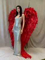 Ailes d'ange rouges faites à la main de 220 cm pour adultes, accessoires de photo pour femmes et décoration de danse, accessoire de costume de style coquillage