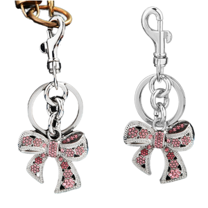 Llavero de mosquetón con lazo de diamantes de imitación chapado en oro brillante, dijes para bolso de mujer con cristales y diamantes brillantes, lazo de diamantes de imitación - Product Image 1