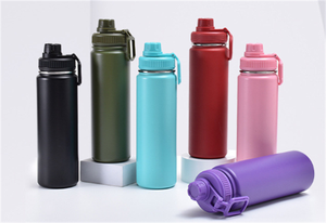 Botella DE AGUA DE ACERO INOXIDABLE aislada al vacío de viaje deportiva de doble pared de boca ancha personalizada de 32oz /1000ml con tapa de paja - Product Image 2