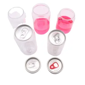 Bouteilles en plastique PET Boîtes vides pour animaux de compagnie Boîtes de soda souples transparentes en aluminium Boisson plastique personnalisable plastique recyclable 250 ZHE