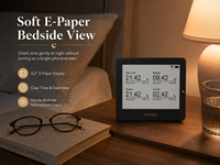 Kylendar Mini Horloge de Chevet à Écran Souple 4,2 pouces avec Affichage de l'Heure et Calendrier E-Paper pour Chambre, Maison, Voyage et Utilisation Nocturne
