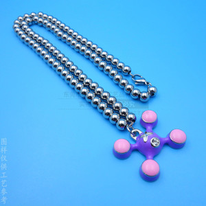 Stainless Steel <b>Beaded</b> <b>Necklace</b> With Green Cartoon Pendant For Leisure Wear - Product Image 3