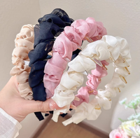 Bandeau en dentelle Tulle plissé Accessoire pour cheveux Petit parfum Pince à cheveux haut crâne Top Mesh Tulle Bead Headband Beige Bridal