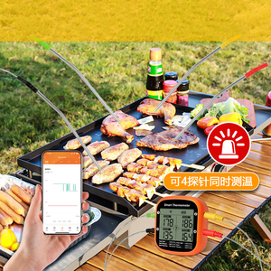Thermomètre à viande intelligent numérique sans fil avec deux sondes, lecture instantanée, contrôle par application, alarme de minuterie, grill - Product Image 3