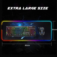 Tapis de souris RGB avec lumière LED, tapis de souris de jeu avec base en caoutchouc, tapis de bureau coloré pour ordinateur portable, pour bureau, maison