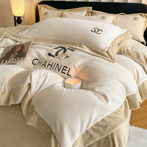 Classe semplice ricamo floreale in velluto di latte addensato Set di quattro pezzi <span class=keywords><strong>autunno</strong></span> inverno caldo per neonati materni lenzuola per la casa - Product Image 2