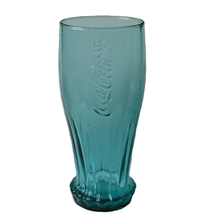 Bottiglia a forma di regalo cristalleria colore promozionale cola vetro coca tazze a buon mercato tazza di vetro con il colore
