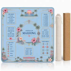 Luxury Coastal Palm Tree Mahjong Table Mat Noise Reduction Neoprene Game Play Mat with Travel Bag for Gifts - Product Image 4