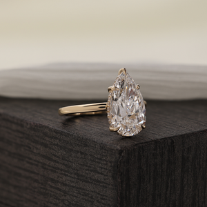Bague de mariage en or 14 carats avec solitaire en diamant de laboratoire taille poire de 1 à 2 carats pour femme, bijoux fins en gros - Product Image 4