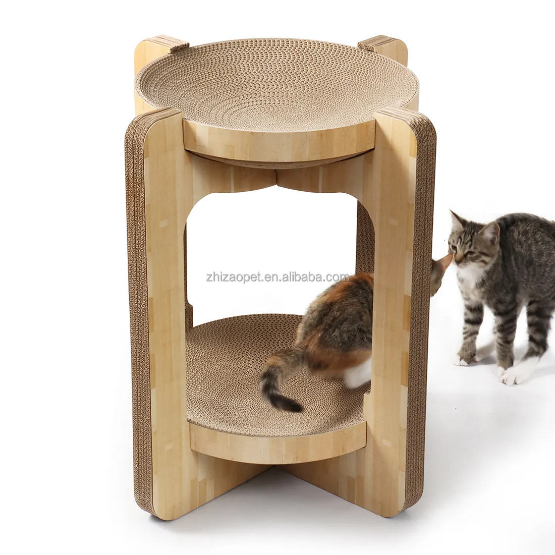 החלפת עיצוב פטנט חדש משטח גירוד כפול שכבה חתול מגרד עץ מגדל