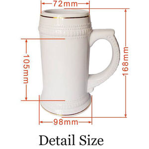 Chope à bière allemande en céramique blanche, garniture dorée, impression par Sublimation, bricolage, B013-1, 22oz - Product Image 4