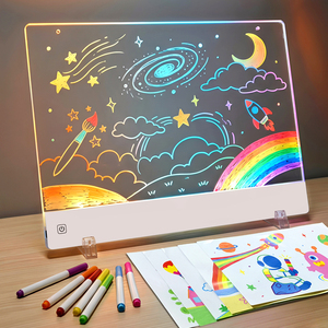 Pizarra de Dibujo LED Inalámbrica Recargable, Cuadrada, de Acrílico Premium, con Luz Nocturna, Portátil, Juguete Artístico, Regalo para Niños - Product Image 1