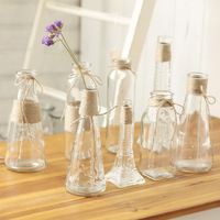 Vases en verre transparent de petite taille pour centres de table, vente en gros, mini vase à fleurs, décoration de la maison, design contemporain