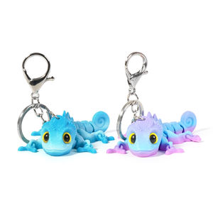 Vashine 3D personnalisé OEM imprimé coloré PLA porte-clés enfants figurines d'action Joint jouets mobiles mignon amical dessin animé caméléon - Product Image 3
