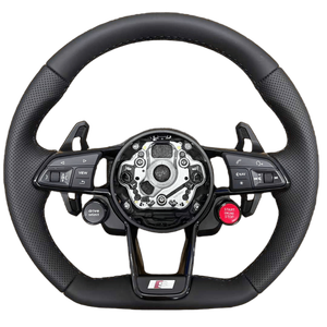 Volant en cuir véritable et fibre de carbone amélioré, style course, pour <span class=keywords><strong>AUDI</strong></span> A3 A4 A5 A6 RS3 RS4 RS5 <span class=keywords><strong>RS6</strong></span> S8 Q3 Q5 TT R8 - Vente Flash - Product Image 5