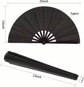 Éventails pliants en bambou écologiques personnalisés de 13 pouces, en tissu de soie avec armature en plastique, logo publicitaire peint pour la promotion et les souvenirs - Product Image 4