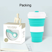 Ensemble de tasses à café réutilisables, portables, écologiques, en silicone, télescopiques, anti-fuite, pliables, lavables au lave-vaisselle, gain de place, avec couvercle