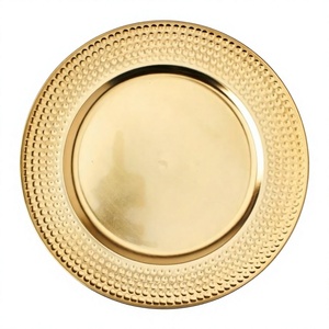 Assiettes de Présentation Dorées à Motif Martelé, Réutilisables et Durables, Assiettes Métalliques de Luxe pour Service Alimentaire, Fabriquées à la Main, Nouveauté - Product Image 1
