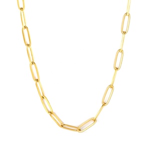 Joyería de Acero Inoxidable Chapada en Oro de 18K, Regalos para Fiestas y Aniversarios, Collar de Clavícula con Cadena Ovalada Simple para Mujer - Product Image 1