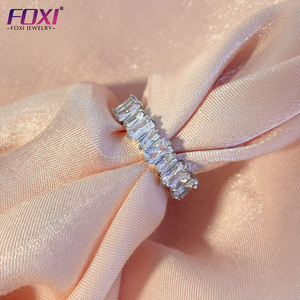 क्लासिक cz बैगुएट अनंत बैंड सगाई की अंगूठी 925 स्टर्लिंग चांदी गैर तरंगन पूरी तरह से तैयार की गई स्मॉरल कट फिंगर रिंग - Product Image 3