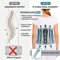 Ceinture lombaire unisexe robuste à double sangle réglable pour soulager les douleurs dorsales, avec ajustement multi-niveaux