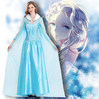 Eisprinzessin Kostüm Damenkleid Halloween Cosplay Outfit Blaue Schneekönigin Stil TV-Film Kostüm Erwachsenen Partykleidung