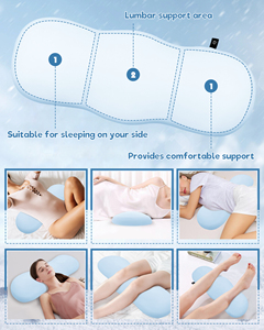 Oreiller ergonomique en mousse à mémoire de forme, forme irrégulière, bleu uni, pour le soutien du sommeil - Product Image 6