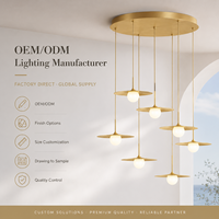 Lustre en métal et verre de style nordique, 7 lumières LED, personnalisable, moderne, minimaliste, CRI élevé Ra95, garantie de 2 ans