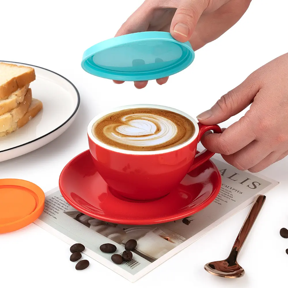 फैक्टरी थोक खाद्य ग्रेड सिलिकॉन कॉफी कप ढक्कन Leakproof Dustproof सिरेमिक मग यूनिवर्सल चाय कप पानी कप दौर सील ढक्कन
