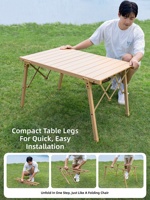 Table de camping instantanée à ouverture rapide, cadre en acier carbone renforcé, table pliante portable pour pique-nique, camping en plein air, plage