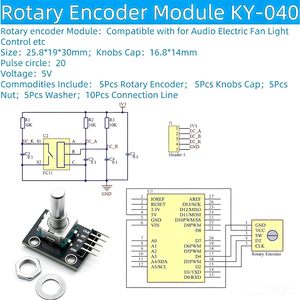 โมดูลเข้ารหัสโรตารี่ mtdele KY-040 360องศาพร้อมลูกบิดสีดำที่ติดตั้ง PCB สำหรับโครงการ Arduino - Product Image 3