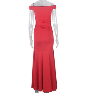 Unica cerniera senza spalline con colletto dritto <span class=keywords><strong>abito</strong></span> lungo aderente Slim abiti da donna Casual tinta unita - Product Image 6